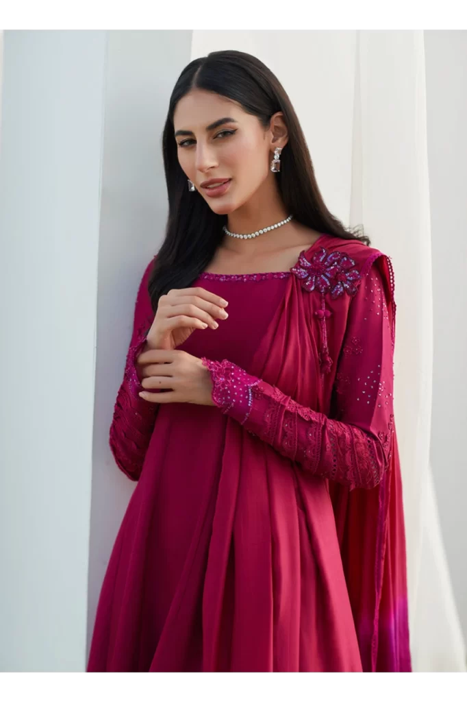 Viv Magenta Kalidaar with Draped Dupatta - Image 2