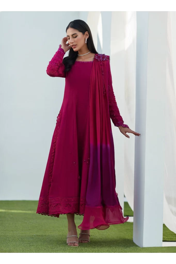 Viv Magenta Kalidaar with Draped Dupatta - Image 3
