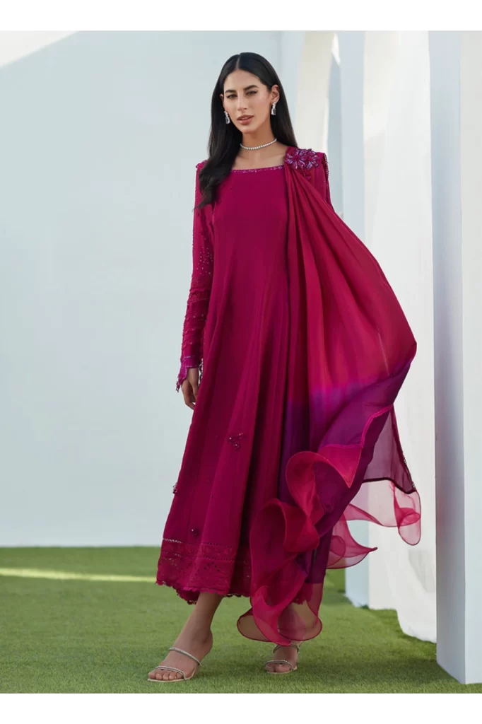 Viv Magenta Kalidaar with Draped Dupatta