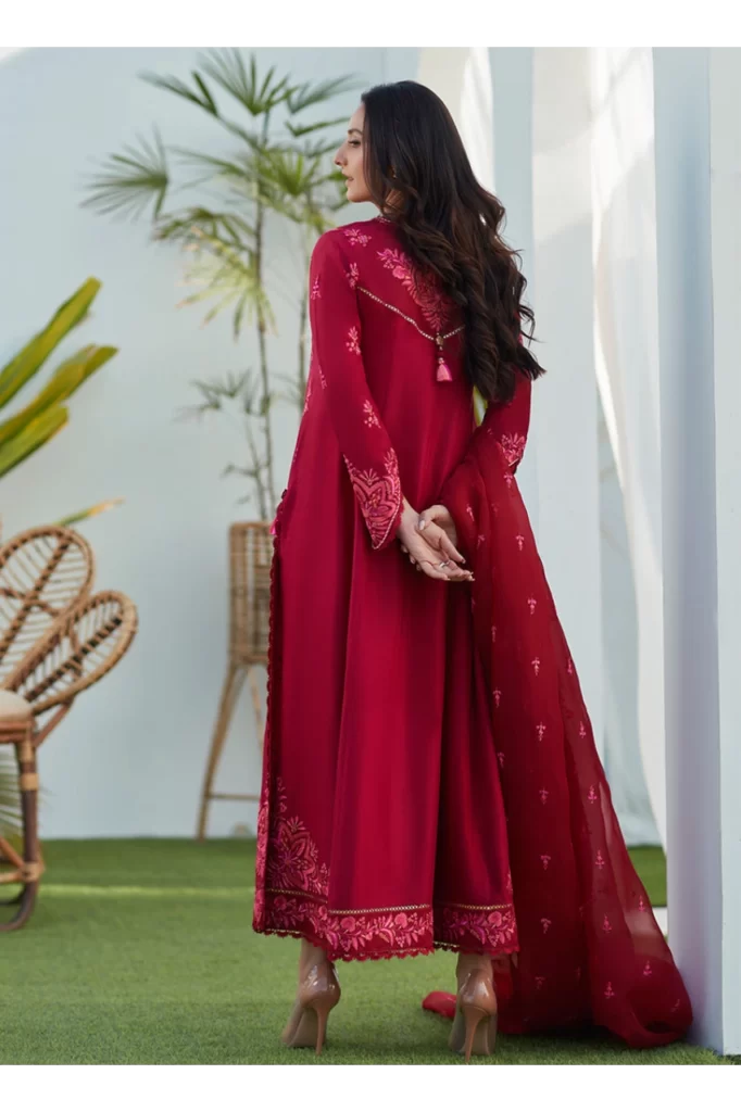 Dion Scarlett Paneled Shirt and Dupatta - Image 3