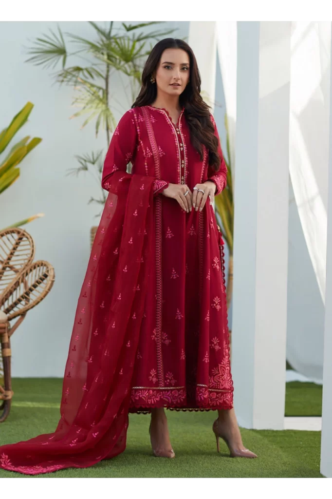 Dion Scarlett Paneled Shirt and Dupatta