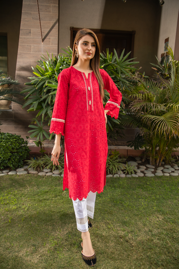 Camrine Red Chikankari Suit online in USA | Free Shipping , Easy Returns -  Fledgling Wings