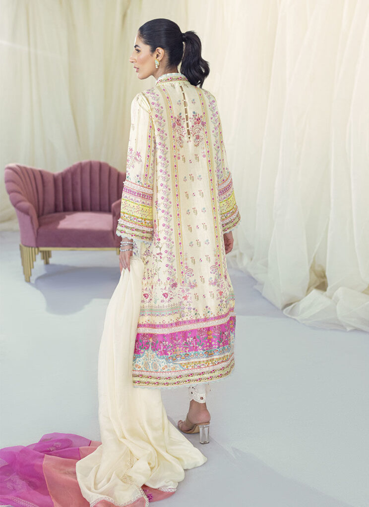 Lia Lemon Silk Shirt And Dupatta - Image 4