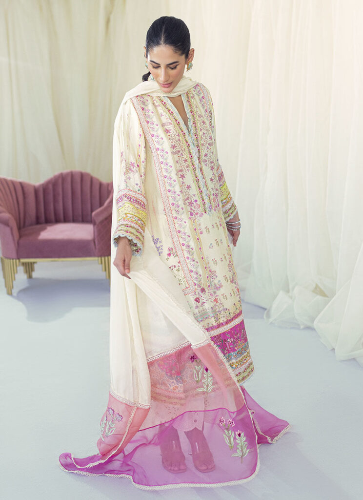 Lia Lemon Silk Shirt And Dupatta - Image 3