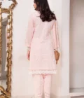 Pink Cotton Long Shirt With Block Print Paired With Matching Shalwar – Shk-1126 - Image 3