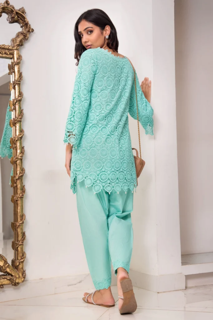 Ferozi Lace Tunic Style Shirt With Matching Shalwar – Shk-1127 - Image 3