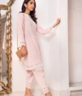 Pink Cotton Long Shirt With Block Print Paired With Matching Shalwar – Shk-1126 - Image 2