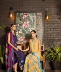 Mustard raw silk shirt with silver hand work paired with block printed gharara & dupatta - SHK-1134 ( Rtd ) - Image 2