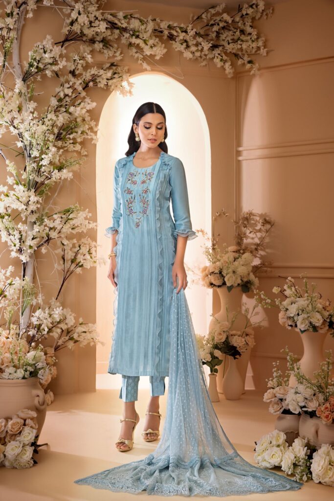 Powder Blue Rawsilk - Image 2