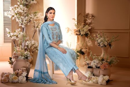 Powder Blue Rawsilk - Image 6