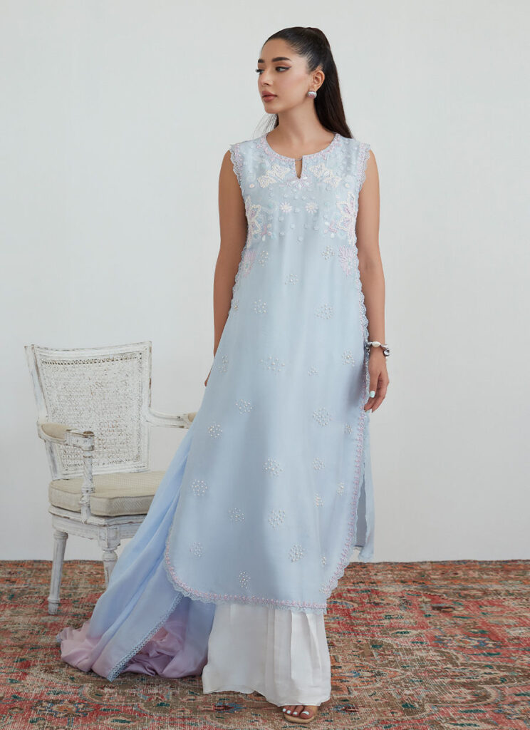 Daria Periwinkle Shirt And Dupatta - Image 2