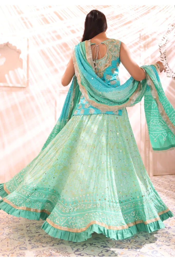 Blue chunri lehenga - Image 6