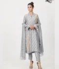 Grey jaal silk net - Image 4