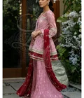 Peplum Angrakha Top With Crushed Dupatta And Gharara - Image 2