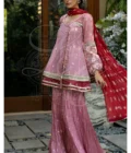 Peplum Angrakha Top With Crushed Dupatta And Gharara