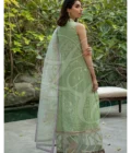 Green Kalidar With Straight Pants And Printed Dupatta - Image 3