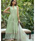 Green Kalidar With Straight Pants And Printed Dupatta