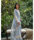 Periwinkle Tunic With Gharara And Printed Dupatta - Image 3