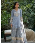 Periwinkle Tunic With Gharara And Printed Dupatta