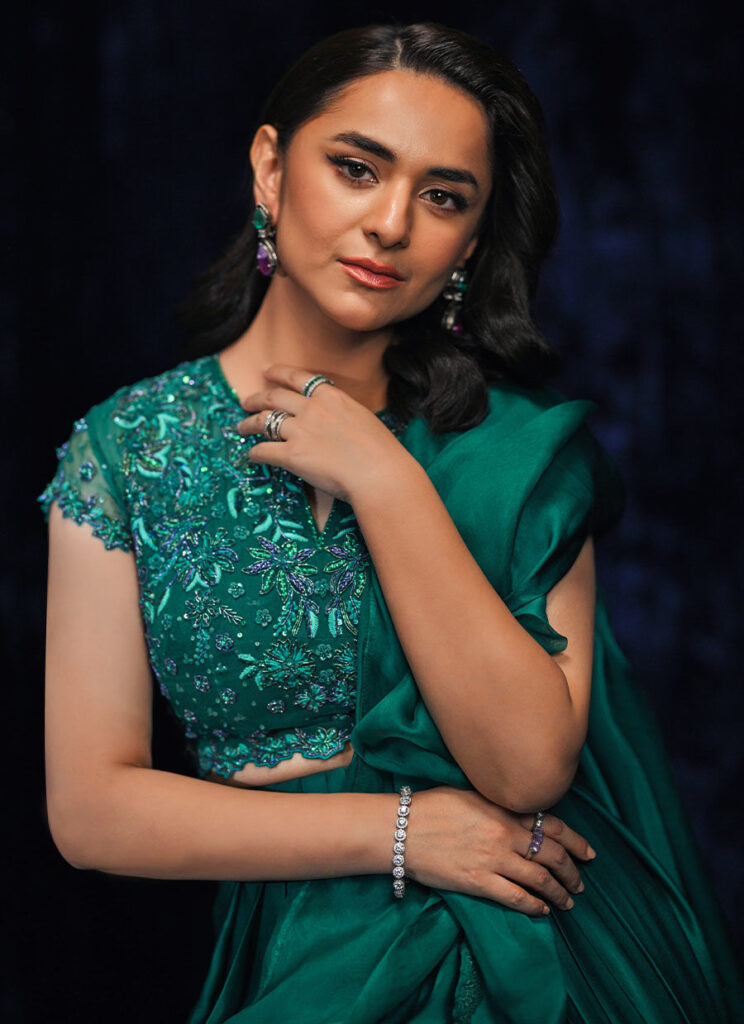 Yumna Emerald Pre-Draped Lehnga Saree - Image 5