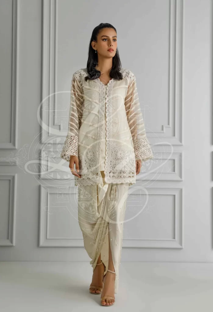 Cream Coat And Sarong Set