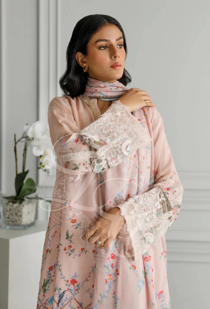Pink Printed Shalwar Set - Image 4
