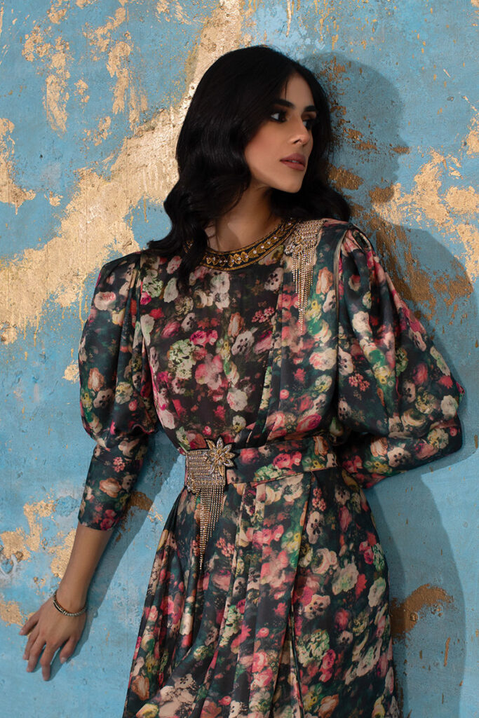 Lyla - Formal Drape With Belt ( 2 Pc) - Image 7