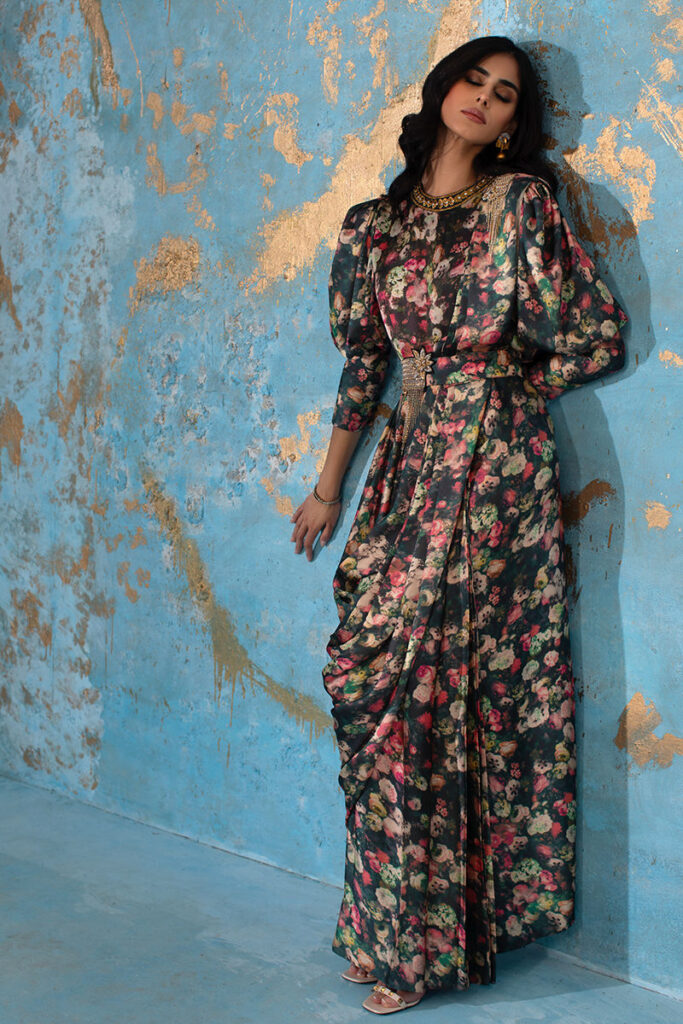 Lyla - Formal Drape With Belt ( 2 Pc) - Image 6