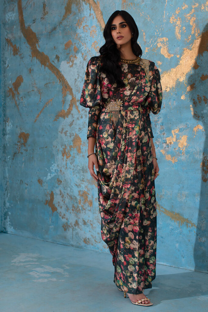 Lyla - Formal Drape With Belt ( 2 Pc) - Image 5
