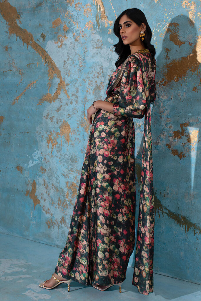 Lyla - Formal Drape With Belt ( 2 Pc) - Image 4