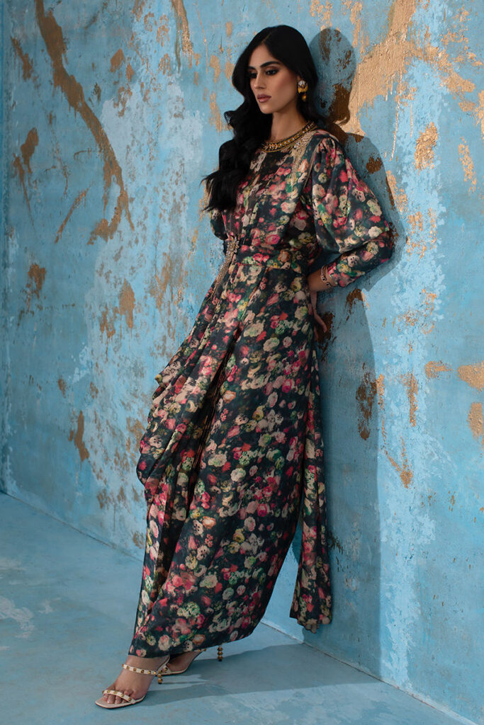 Lyla - Formal Drape With Belt ( 2 Pc) - Image 3