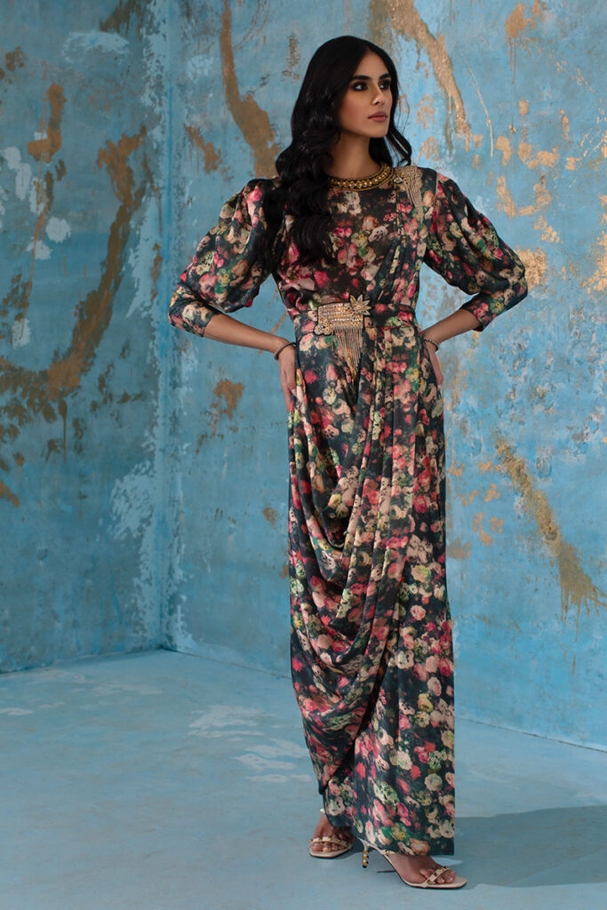 Lyla - Formal Drape With Belt ( 2 Pc)