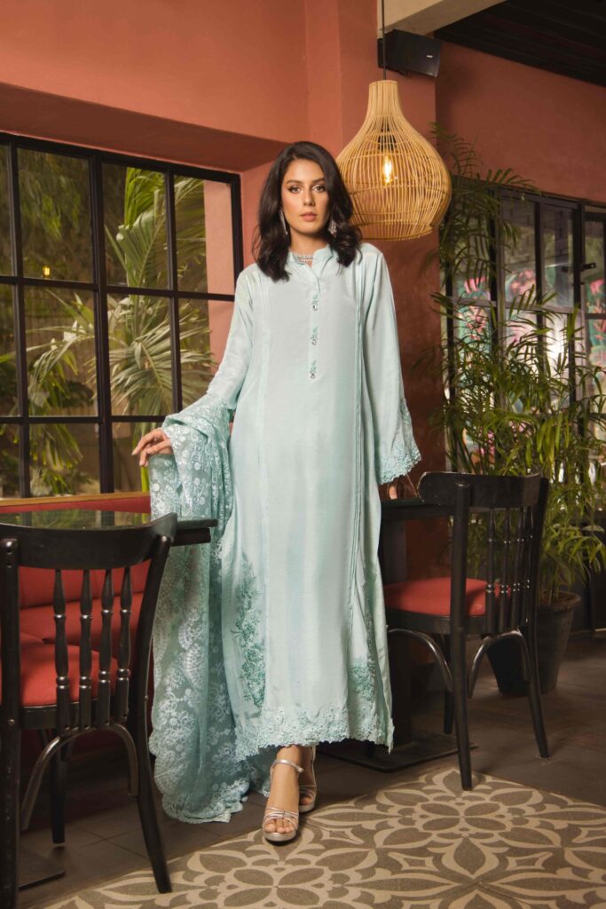 Korean Silk Ferozi Set – SHK-1144