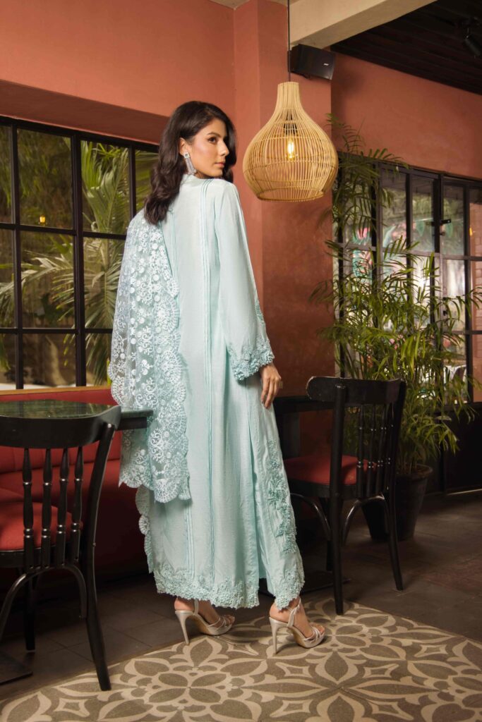 Korean Silk Ferozi Set – SHK-1144 - Image 5