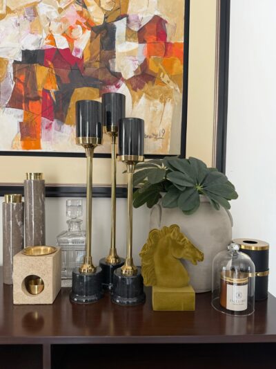 Jet Black Set of Three Candle stands - Image 3
