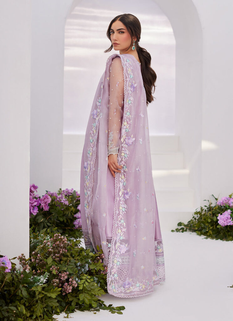Manon Lilac Embellished Raw Silk Kalidaar - Image 3