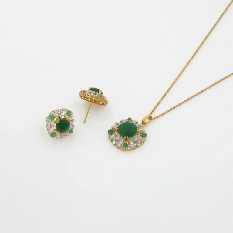 Round Emerald Locket Set - Image 2