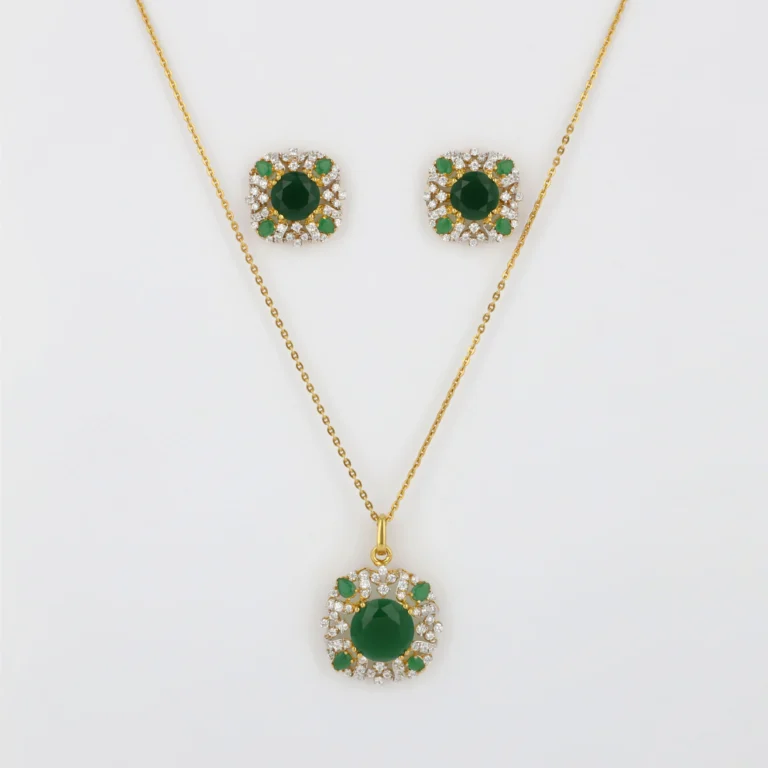 Round Emerald Locket Set