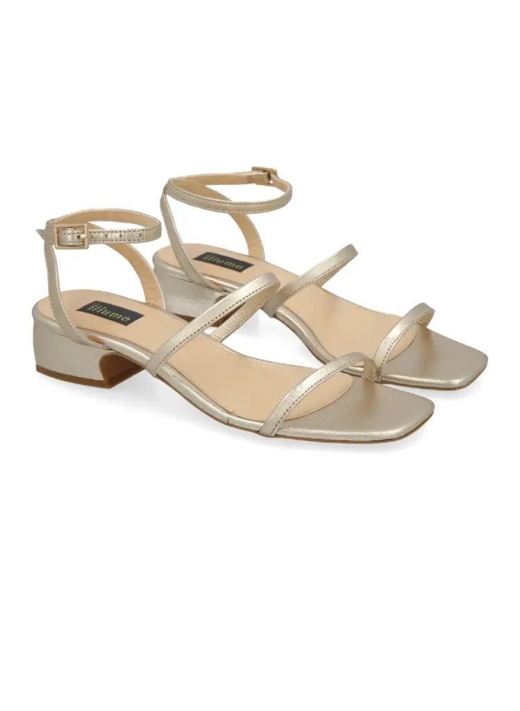 Nora Block Heel in Platino Gold - Image 5