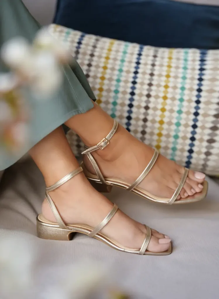 Nora Block Heel in Platino Gold - Image 4