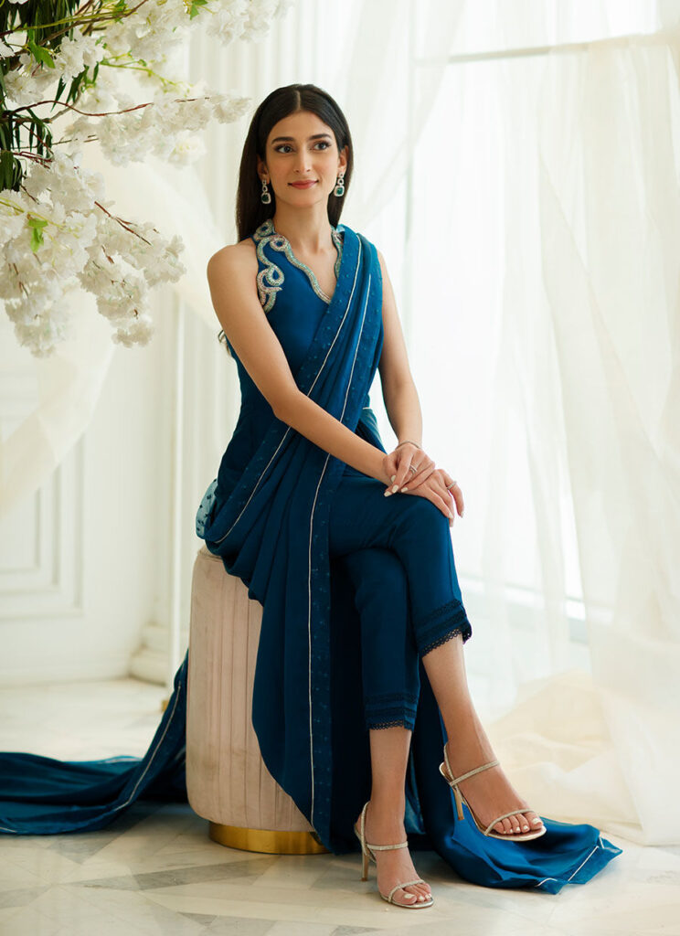 Aztec Blue Saree Pants - Image 4