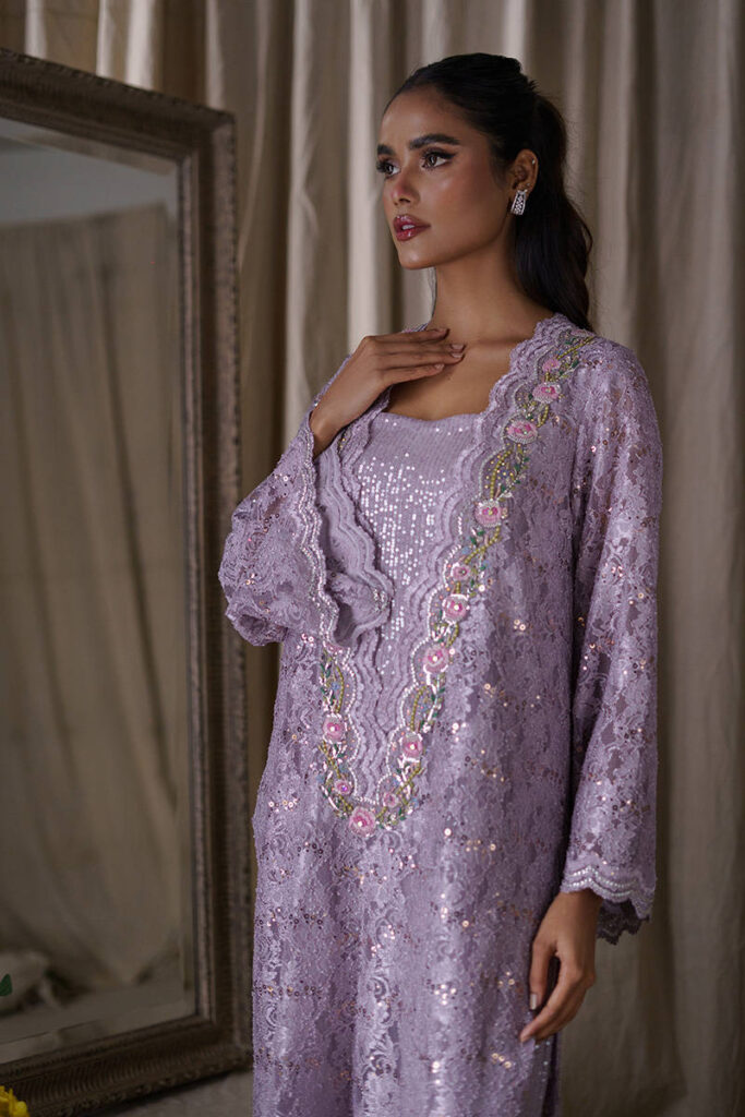 Lilac Sequence Lace With Jumpsuit - Image 5