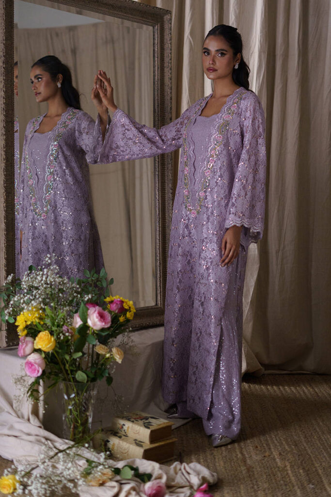 Lilac Sequence Lace With Jumpsuit - Image 4