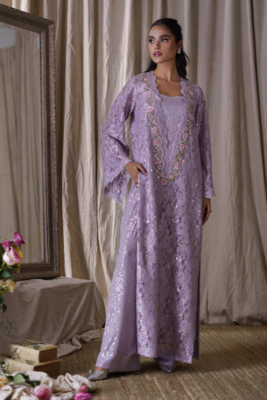 Lilac Sequence Lace With Jumpsuit