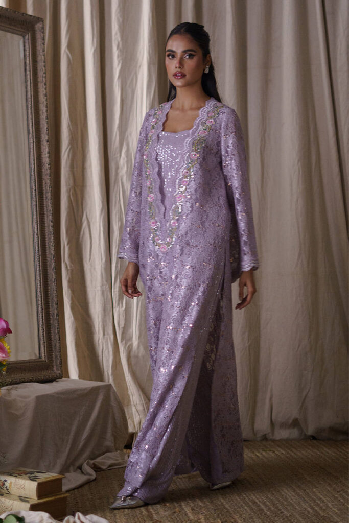 Lilac Sequence Lace With Jumpsuit - Image 3