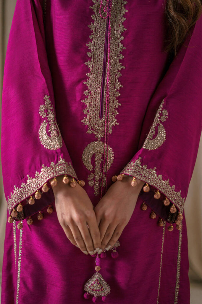 Magenta Silk With Pants - Image 5