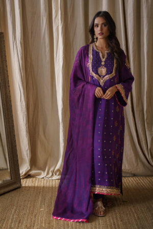 Purple Festive With Pants And Dupatta