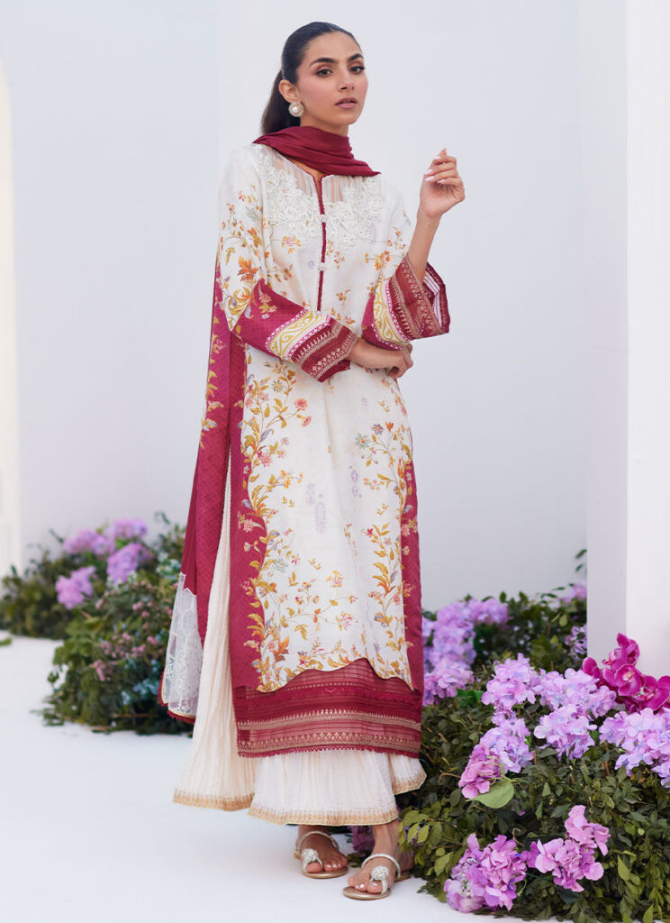 Sangria Trellis Shirt And Dupatta - Image 2