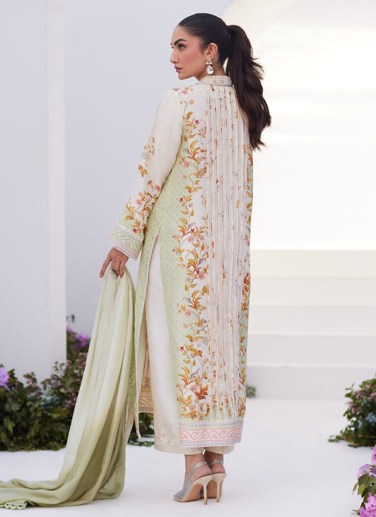 Sage Trellis Shirt And Dupatta - Image 2