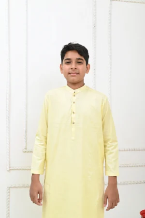 Mom4Little - Powder Yellow and White Kurta Pajama